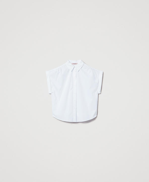 Camicia in popeline con arricciature