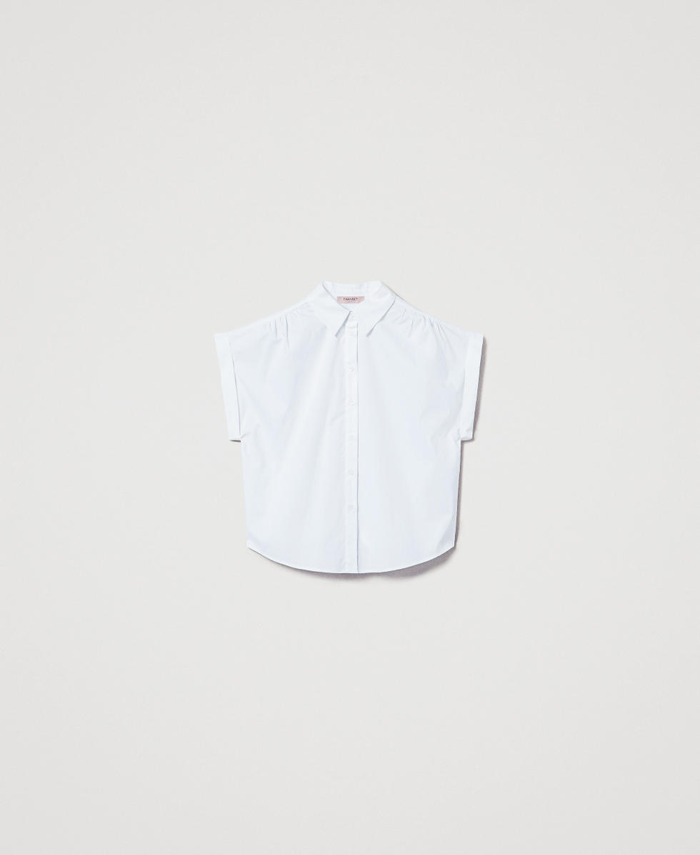 Camicia in popeline con arricciature
