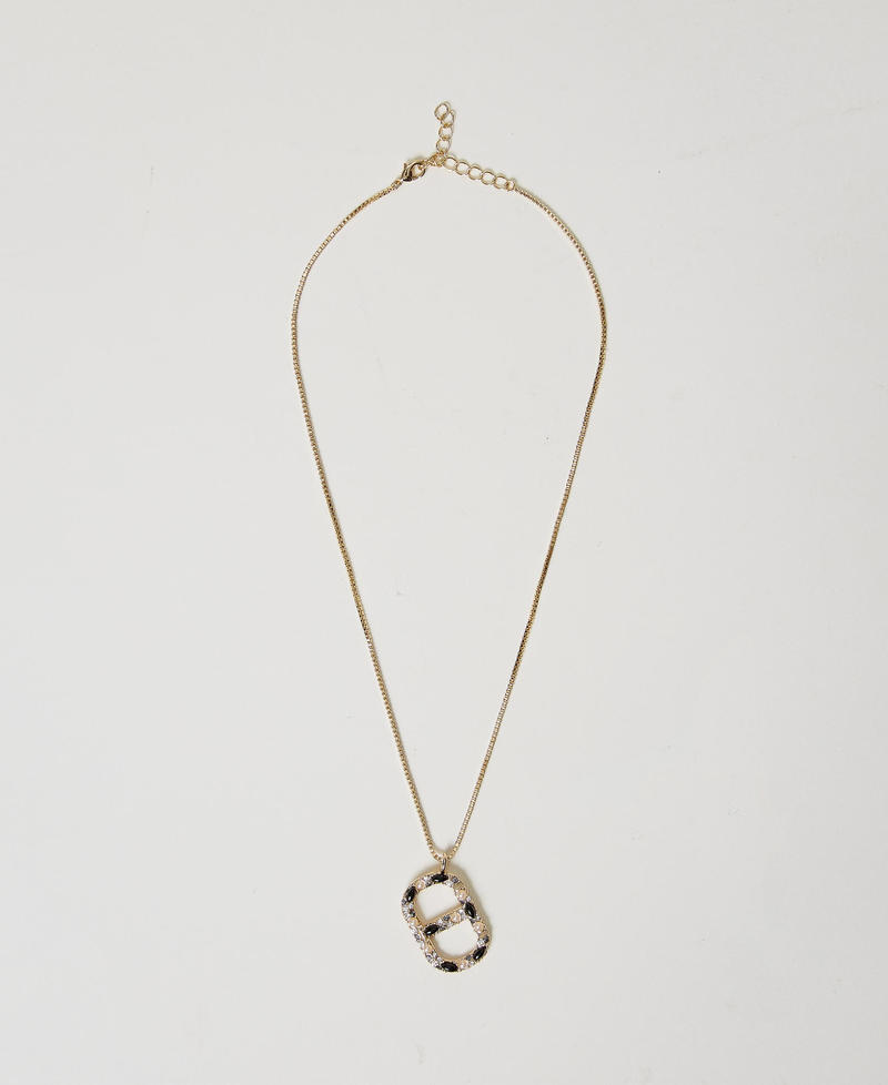 Halskette mit „Oval T“-Anhänger Schwarz Frau 251TO5360_00006_01