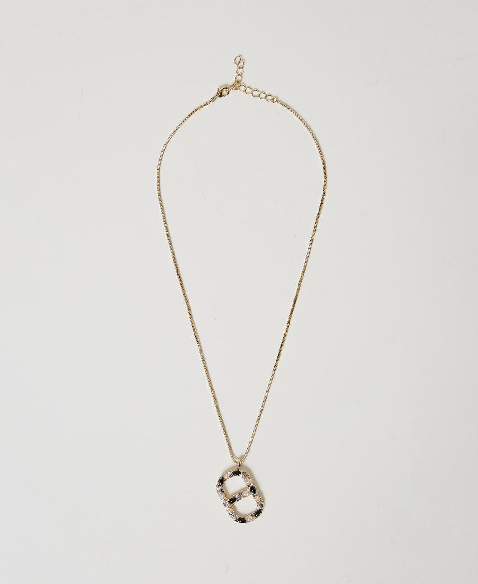 Halskette mit „Oval T“-Anhänger Schwarz Frau 251TO5360_00006_01