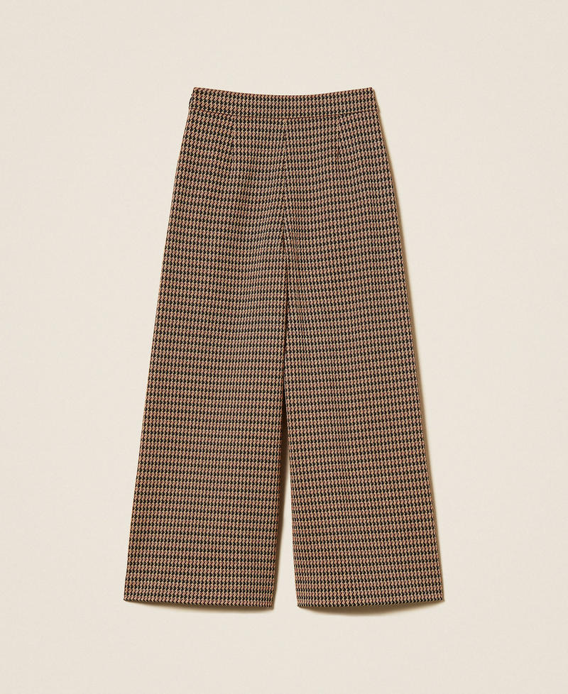 Houndstooth palazzo trousers "Iced Coffee" Brown/Red Ruby Houndstooth Girl 262GJ2092_13819_S1