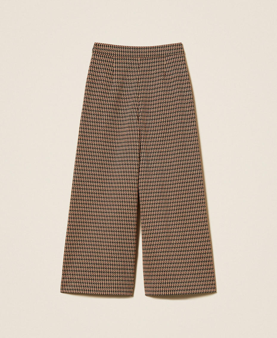 Houndstooth palazzo trousers "Iced Coffee" Brown/Red Ruby Houndstooth Girl 262GJ2092_13819_S1
