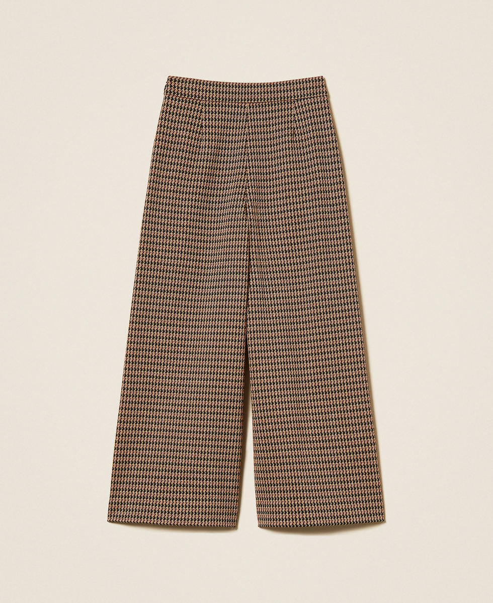 Houndstooth palazzo trousers "Iced Coffee" Brown/Red Ruby Houndstooth Girl 262GJ2092_13819_S1