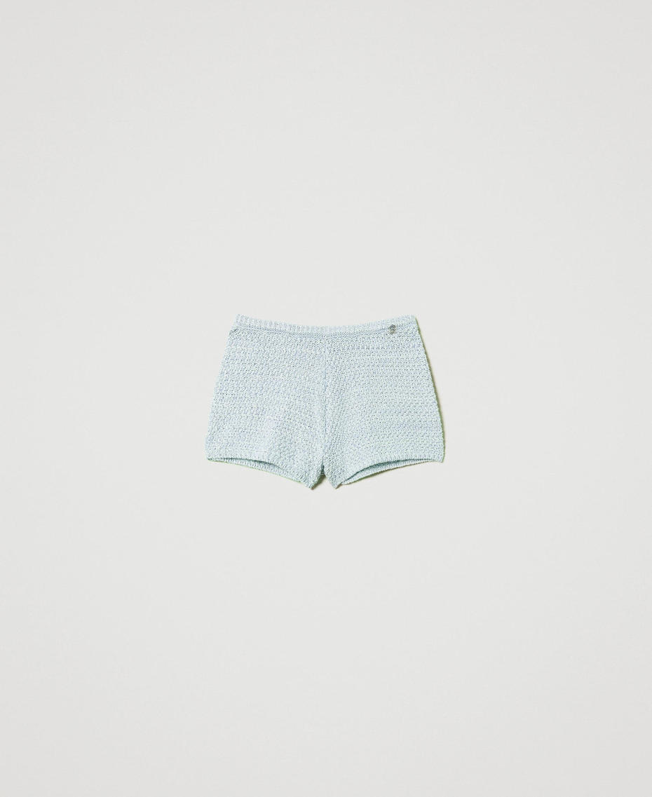 Shorts fitted in maglia textured Multicolor Canal Blue Donna 251AP3162_12225_S0