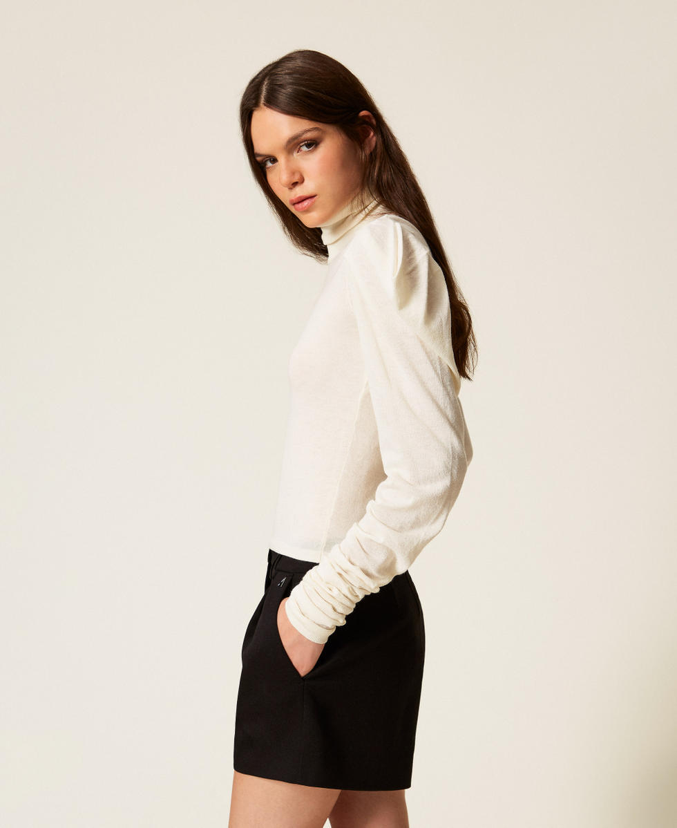 Jersey de cuello alto con drapeado White Nieve Mujer 252AT3080_00282_02