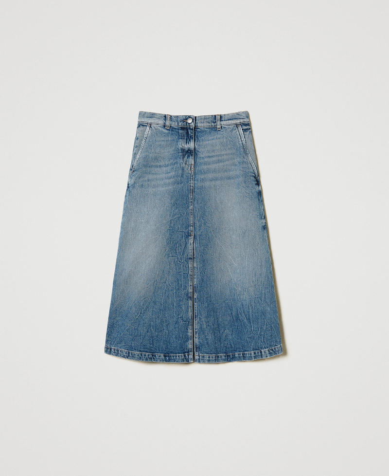 Midi-Jeansrock Helles Denim Frau 251AP2383_11453_S0