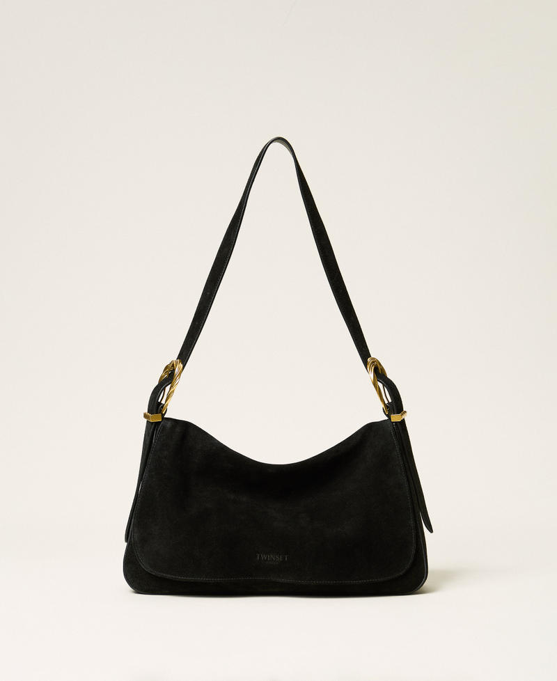 Liliane Tasche aus Veloursleder mit Schnallen Schwarz Frau 262TD8240_00006_01