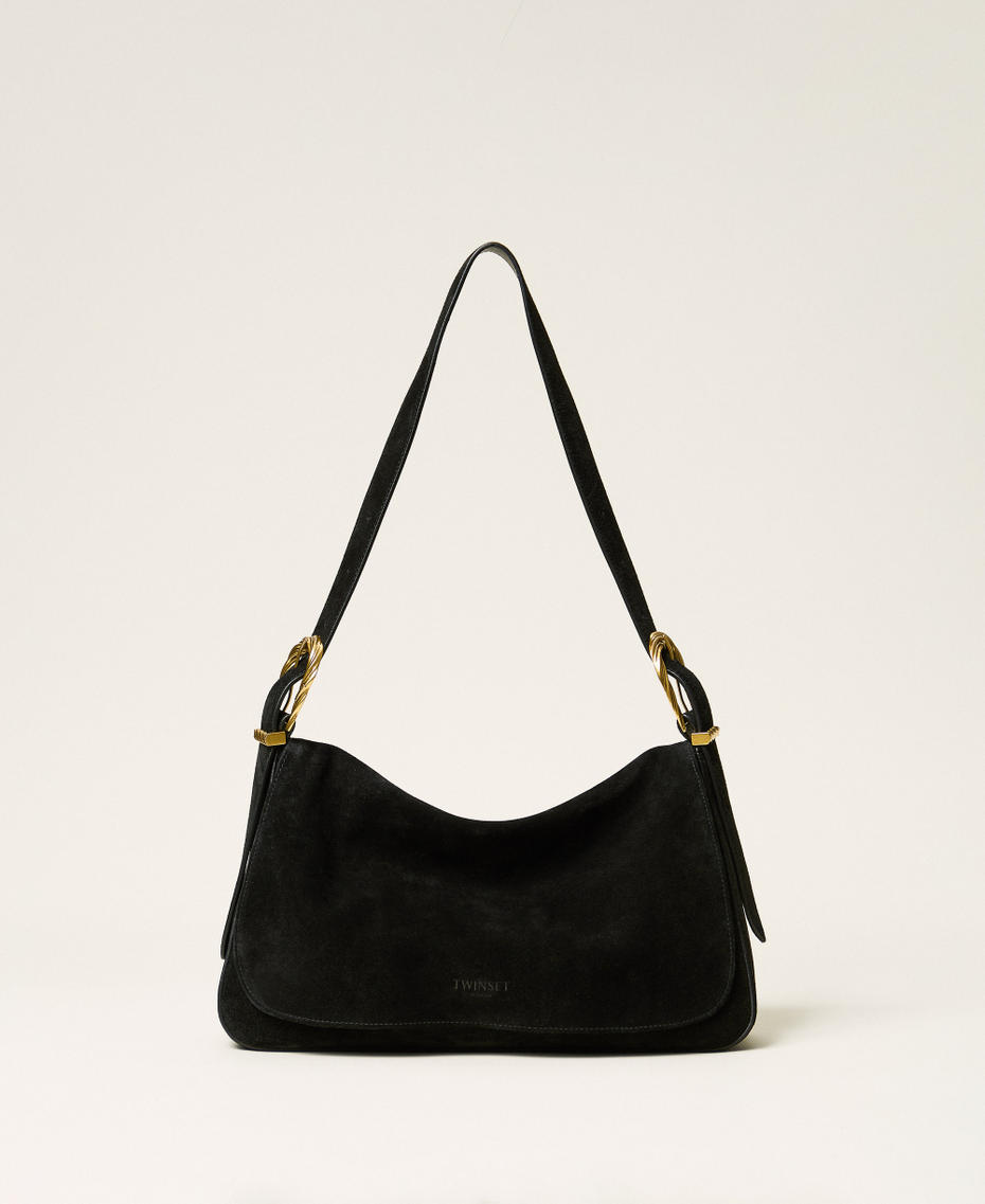 Liliane Tasche aus Veloursleder mit Schnallen Schwarz Frau 262TD8240_00006_01