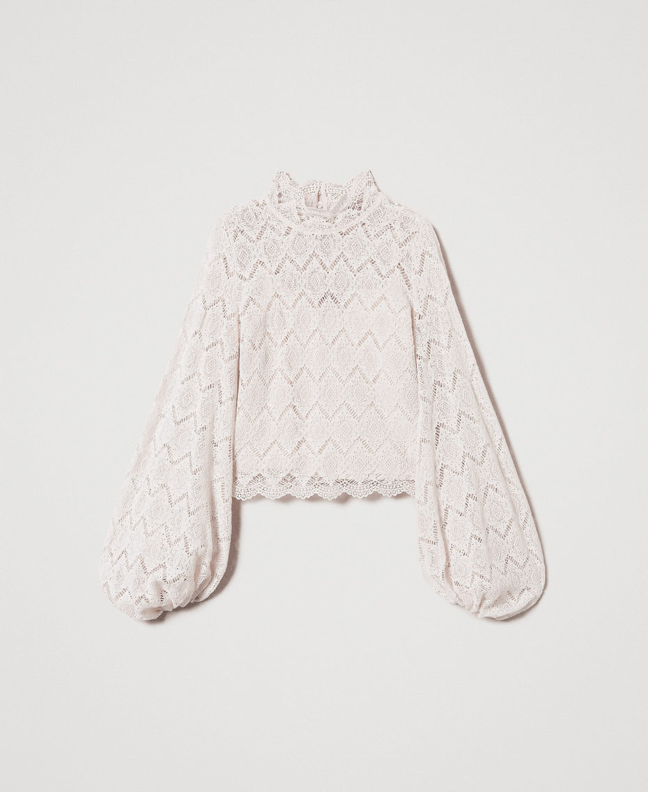 Macramé lace blouse Delicate Beige Woman 251TP2404_12140_0S