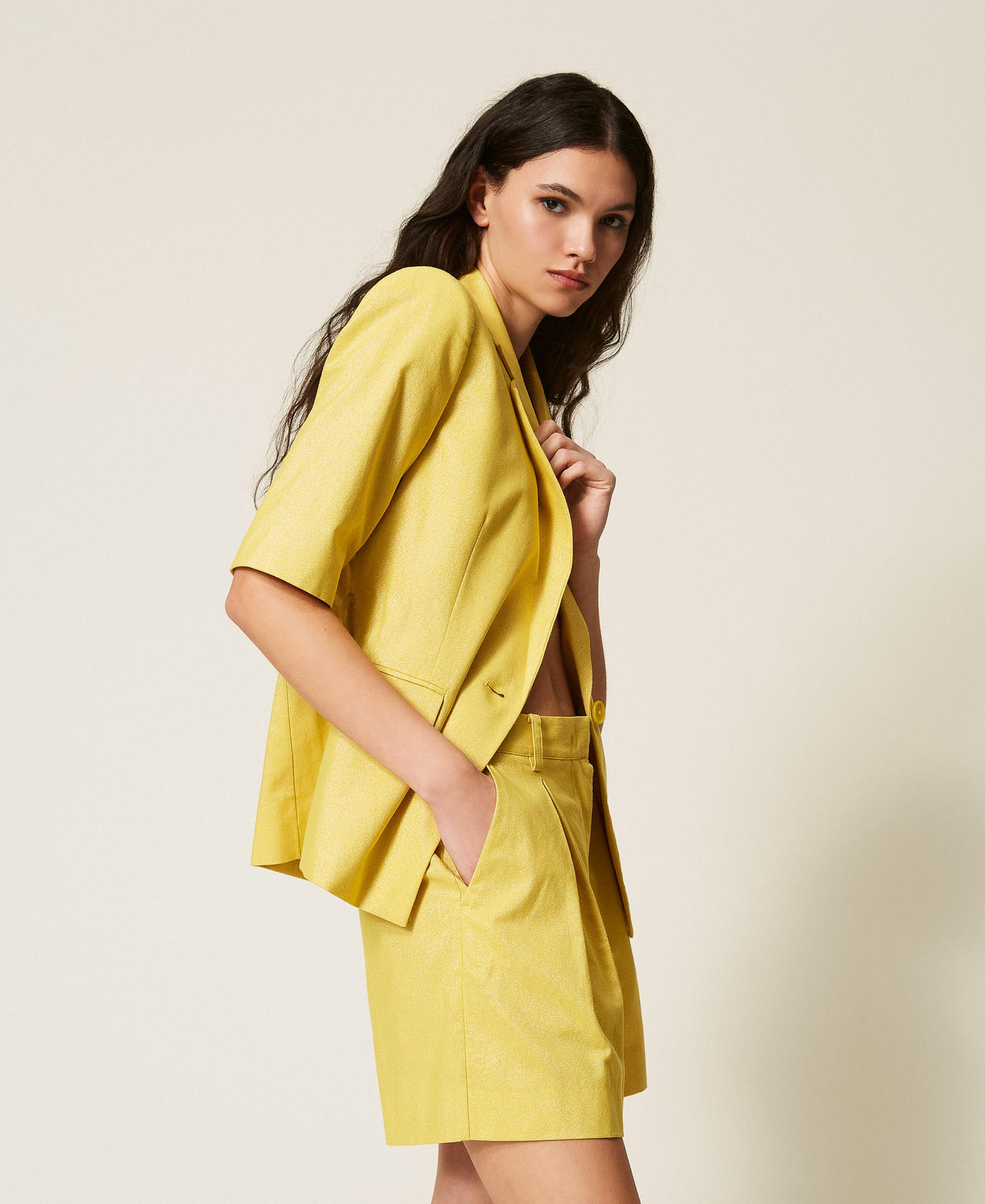 Bermudas de lino mixto con l&uacute;rex Arg&aacute;n L&uacute;rex Mujer 261AT2071_13459_02