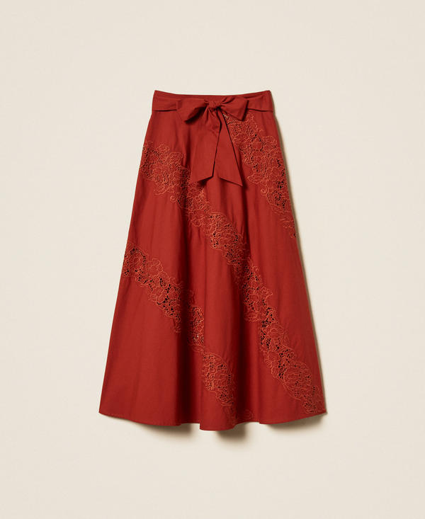 Long poplin and broderie anglaise skirt