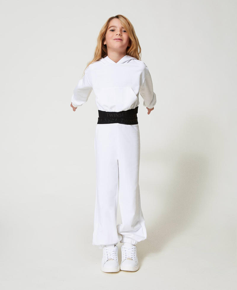 Hoodie and jogger trousers with lettering logo Bicolour "Ice" White / Black Girl 251GJ2581_02849_01