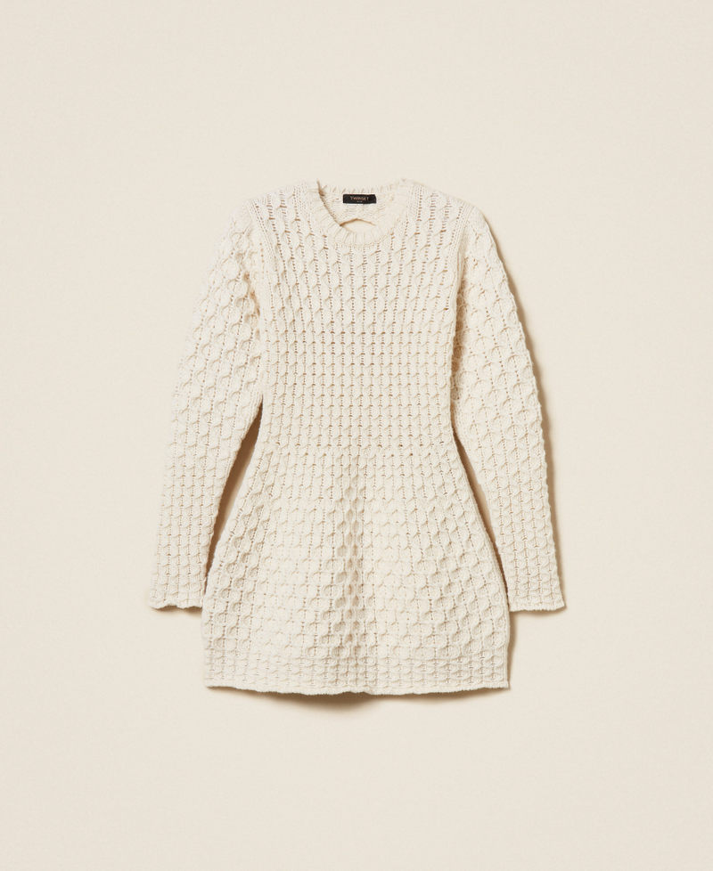 Wool and cashmere short knit dress White Snow Woman 252TS3160_00282_S0