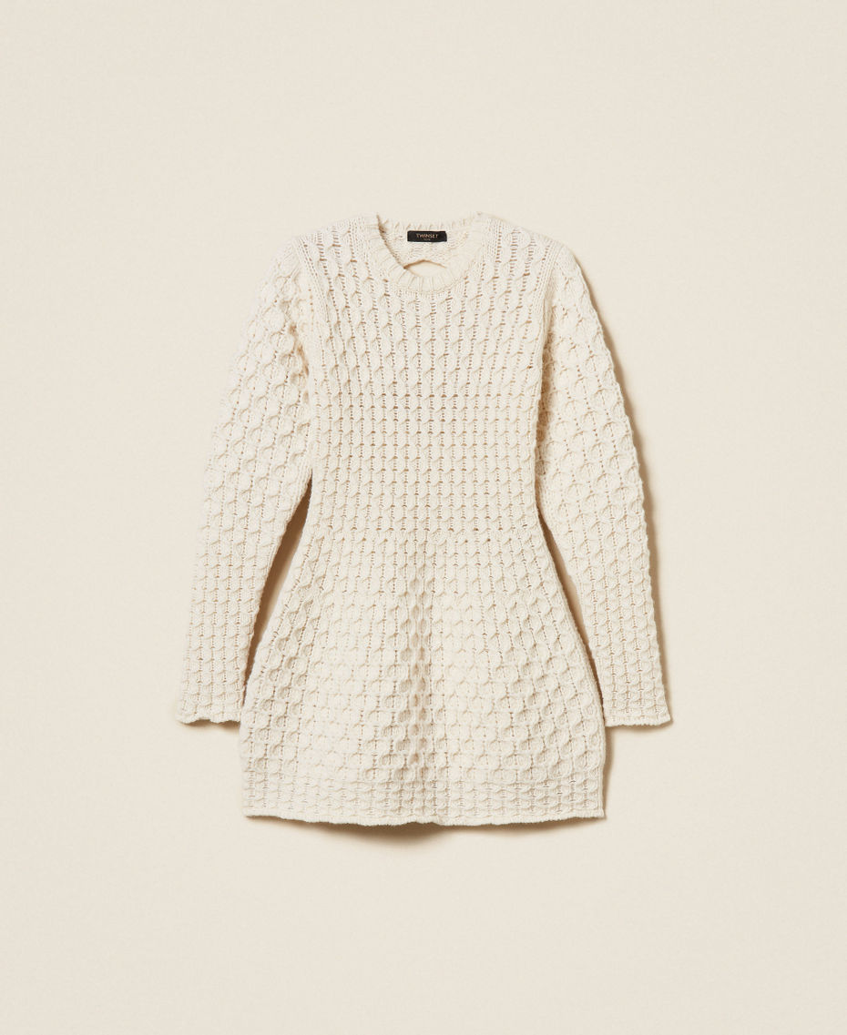 Wool and cashmere short knit dress White Snow Woman 252TS3160_00282_S0