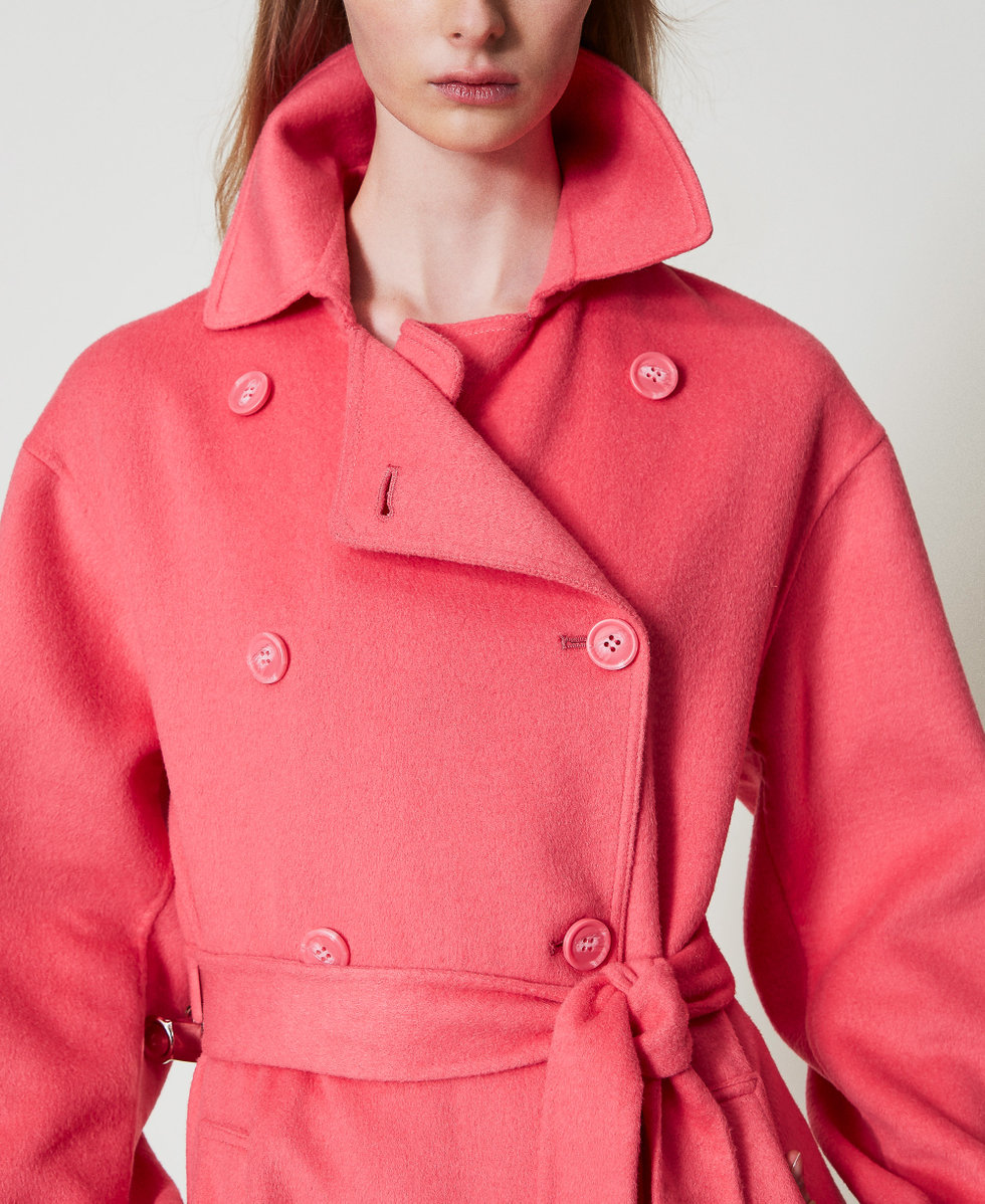 Doubled wool blend cloth coat Woman, Pink | TWINSET Milano