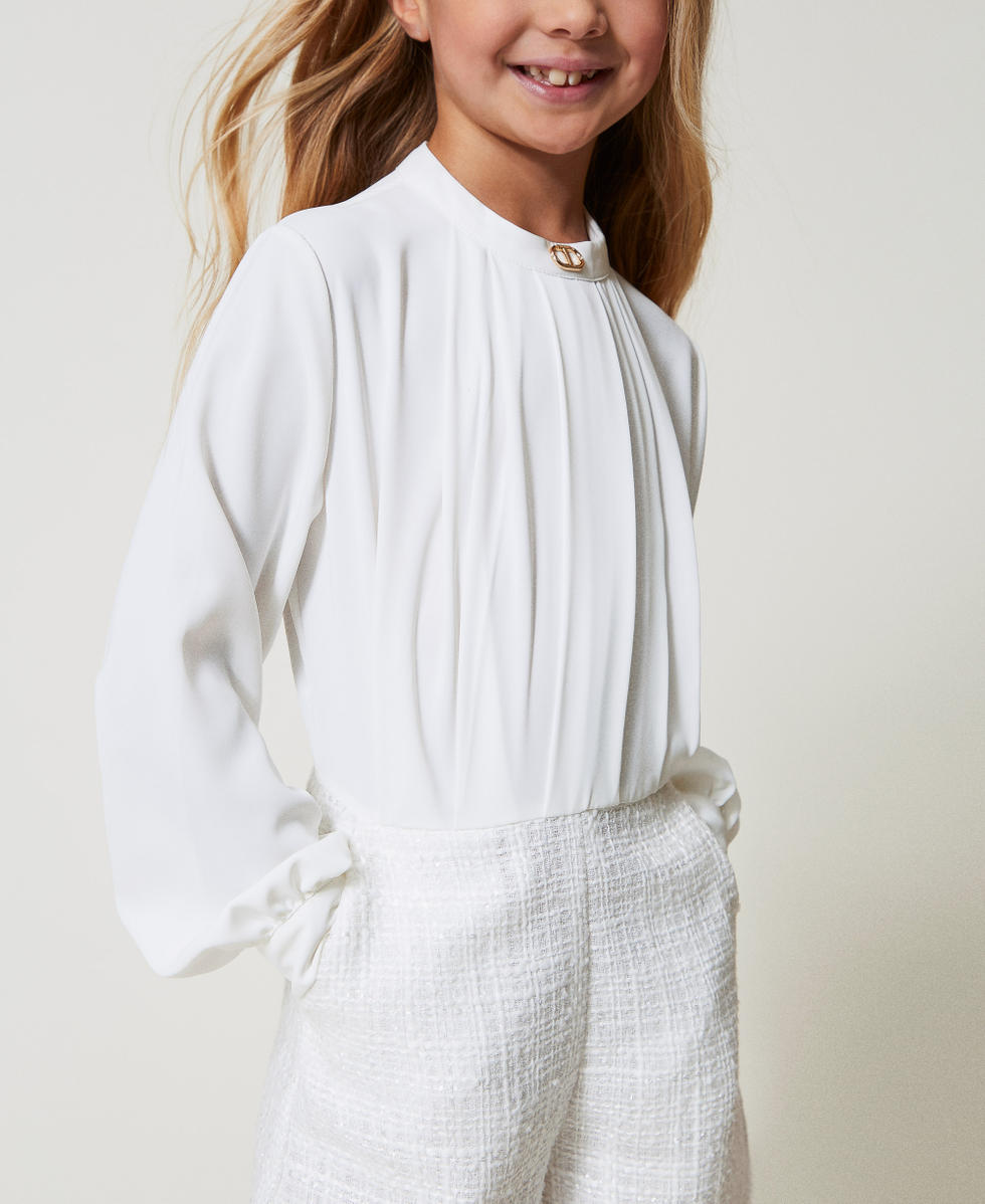 Cr&ecirc;pe de Chine and boucl&eacute; jumpsuit
