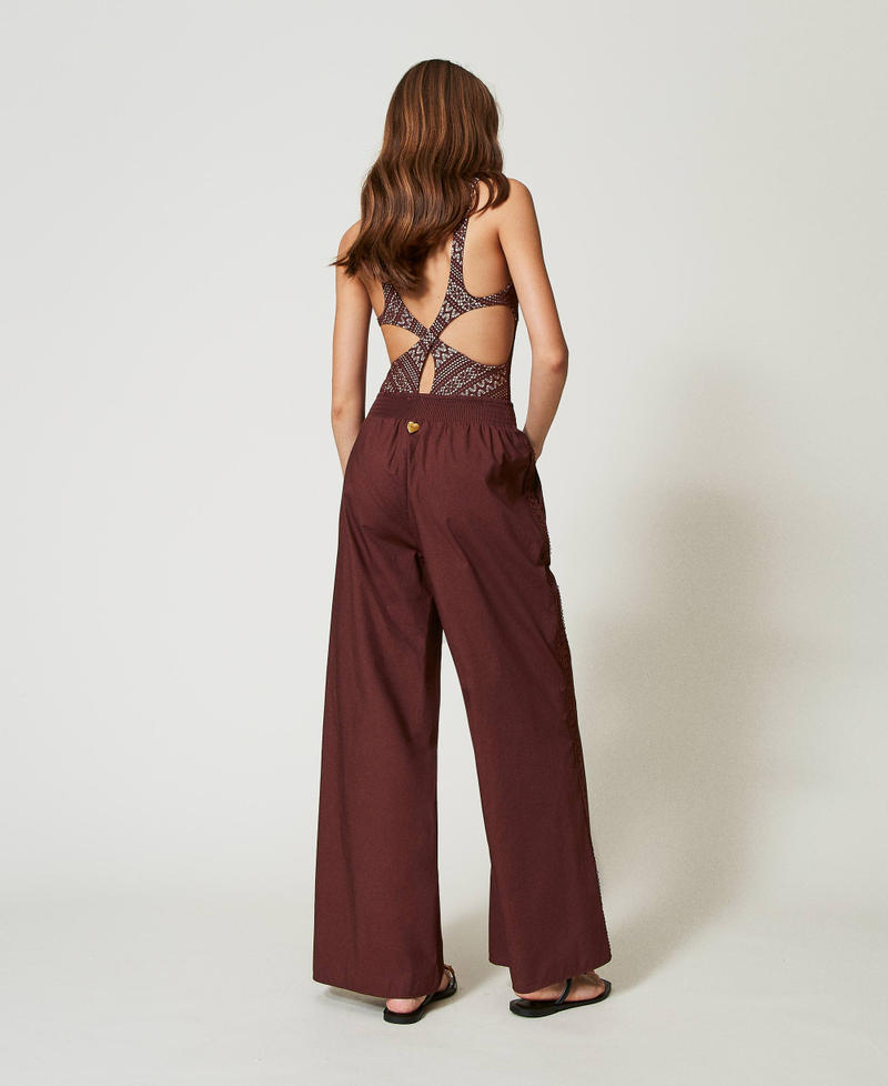 Pantaloni in popeline con crochet Brown Stone Donna 251LB2KCC_12133_03