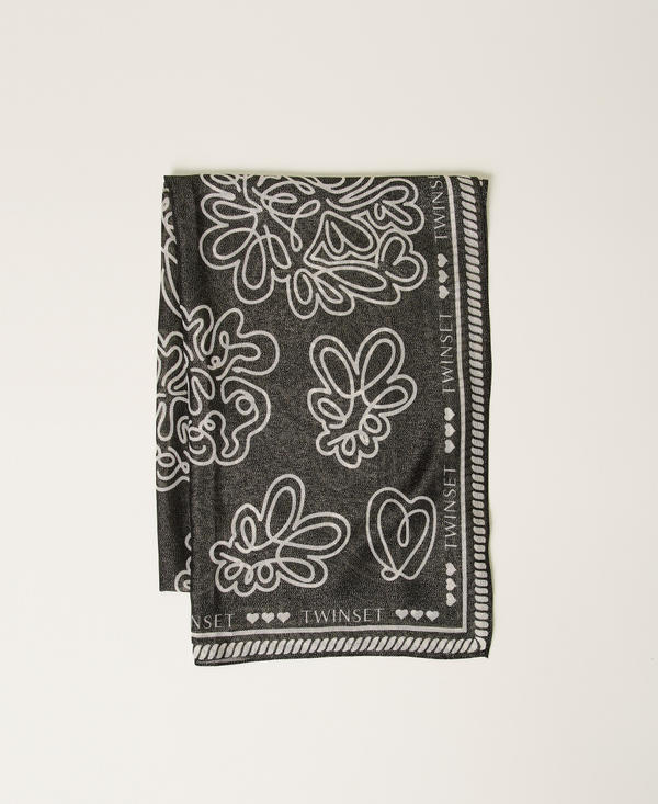 Scarf with lurex and print