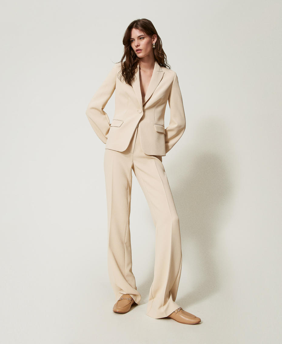 Mocassini in pelle con Oval T strass Camel Donna 251TCP134_00044_T0