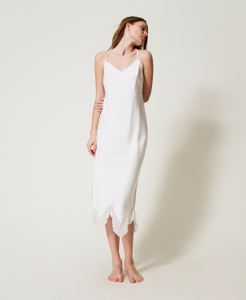 Long satin slip Antique White Woman 251LL2MFF_00245_01