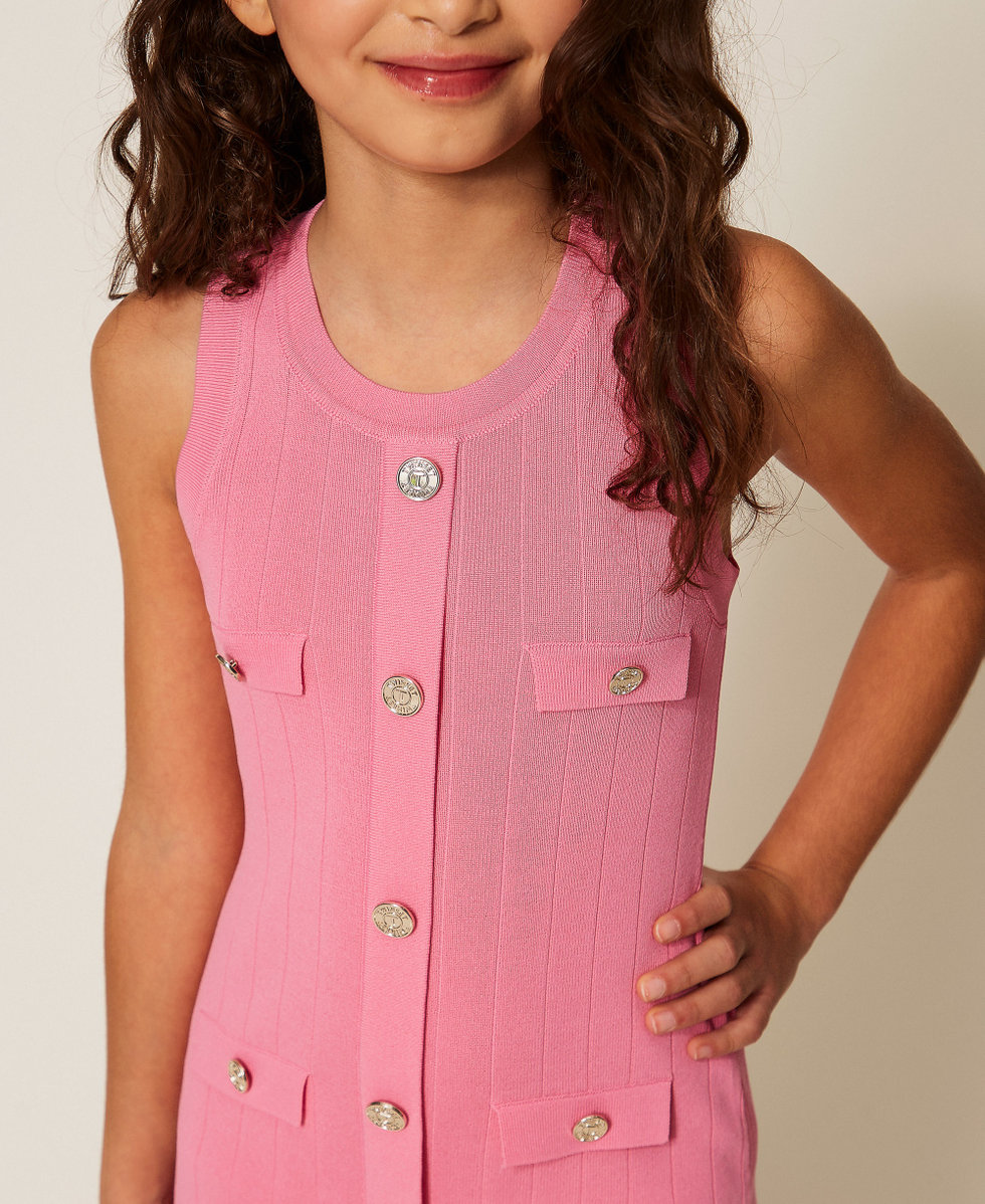 Abito corto in maglia con bottoni Rosa "Aurora Pink" Bambina 261GJ3063_07207_04