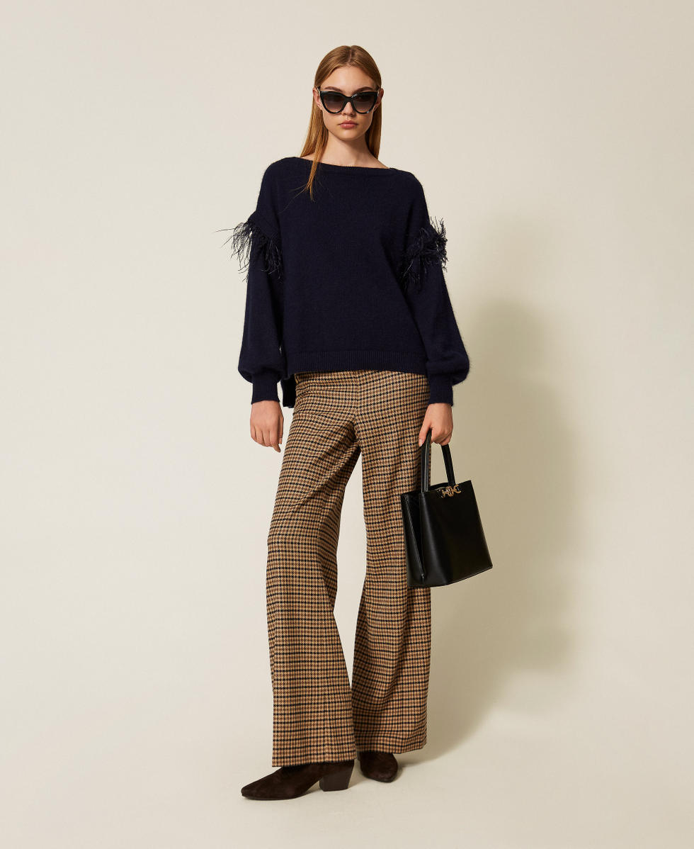 Angora blend jumper with feathers Classic Blue Woman 252TT3185_11956_T0