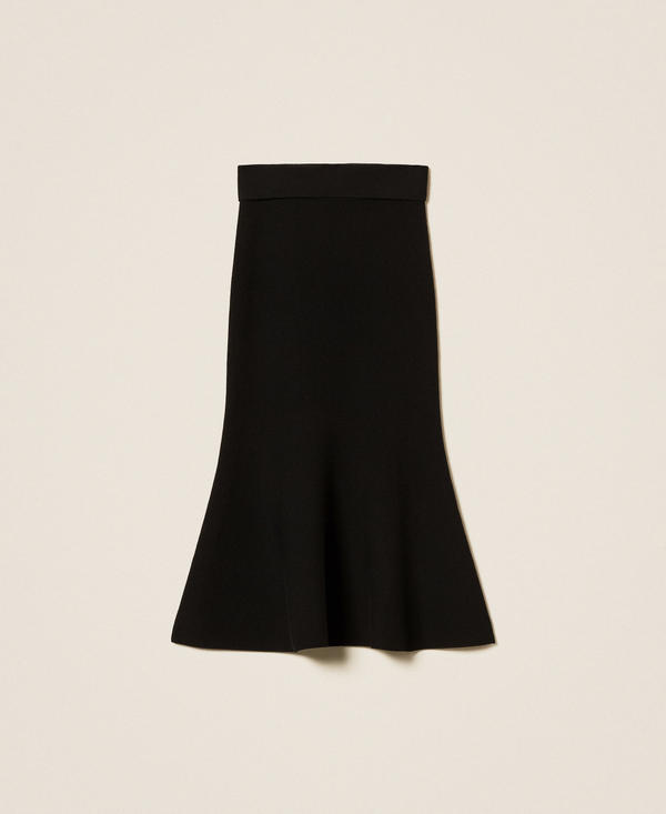 Midi knit skirt with godet