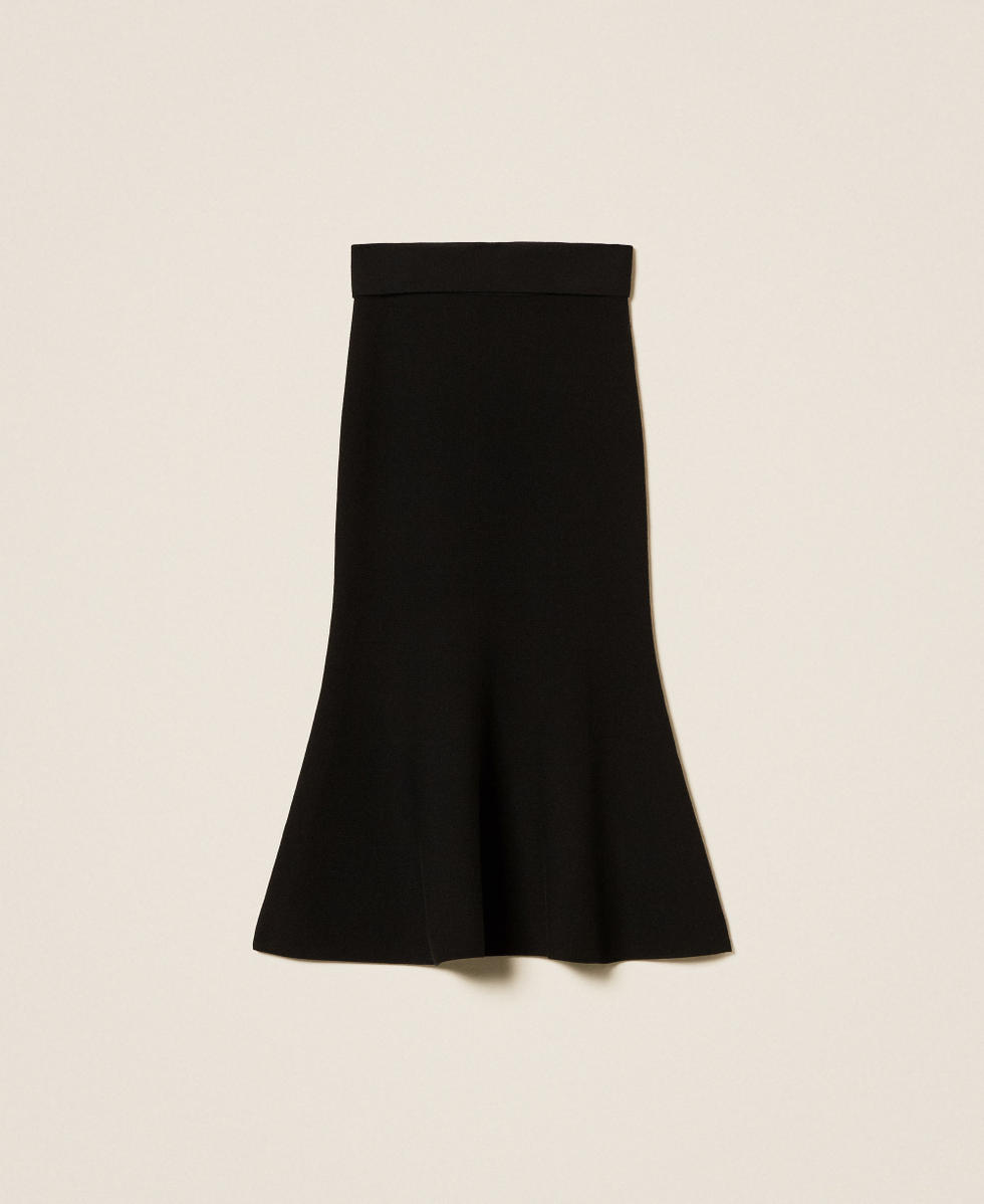 Midi knit skirt with godet