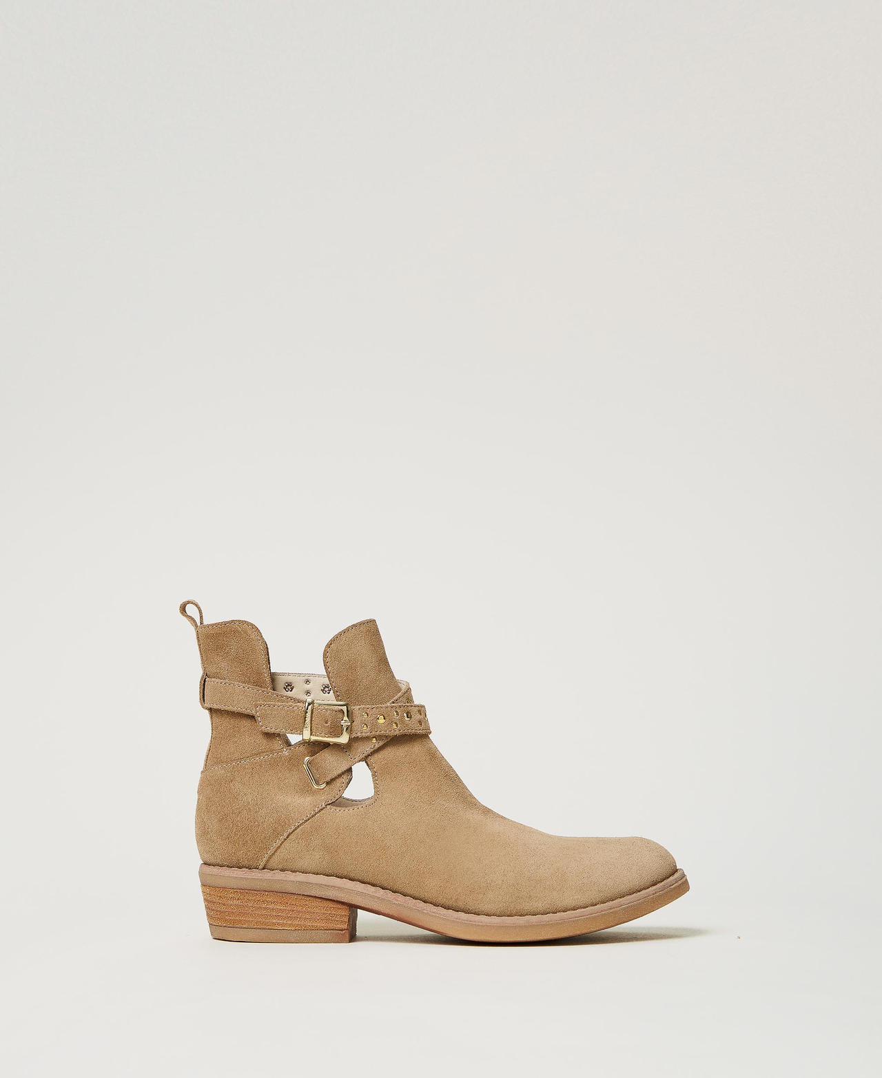 Bottines santiags en cuir avec brides Beige Chanvre Fille 251GCJ030_00310_01