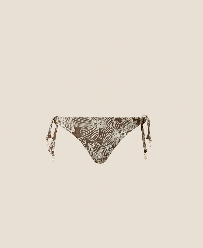 Tanga da bagno jacquard con perle Jacquard Coffe Chocolate / Off White Donna 261LMMB89_13471_S0