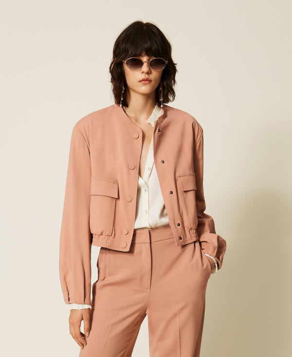 Bomber in twill con tasche