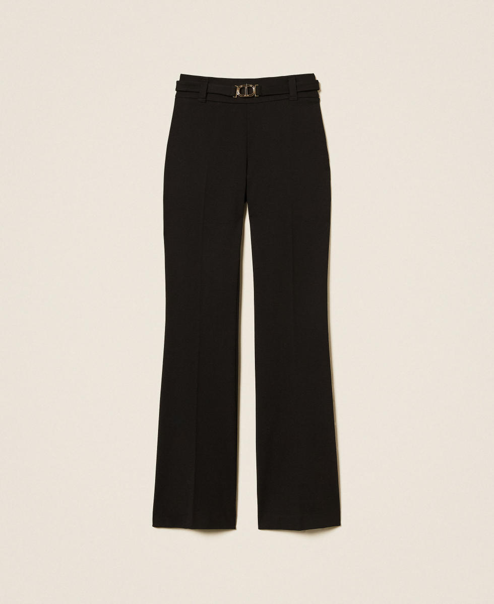 Flared trousers with Oval T buckle