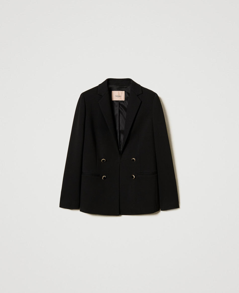 Double-breasted jacket with jewel buttons Black Woman 251TP2139_00006_S0