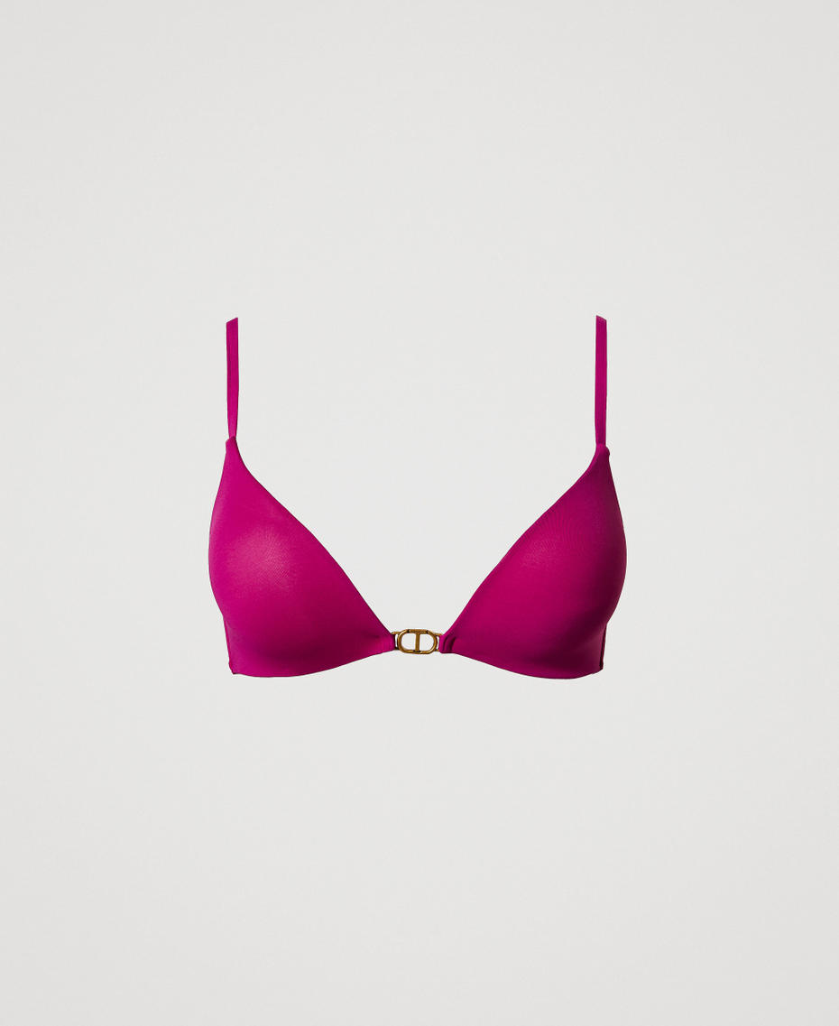 Padded triangle bikini top with Oval T Magenta Purple Woman 251LBMB33_11736_S0