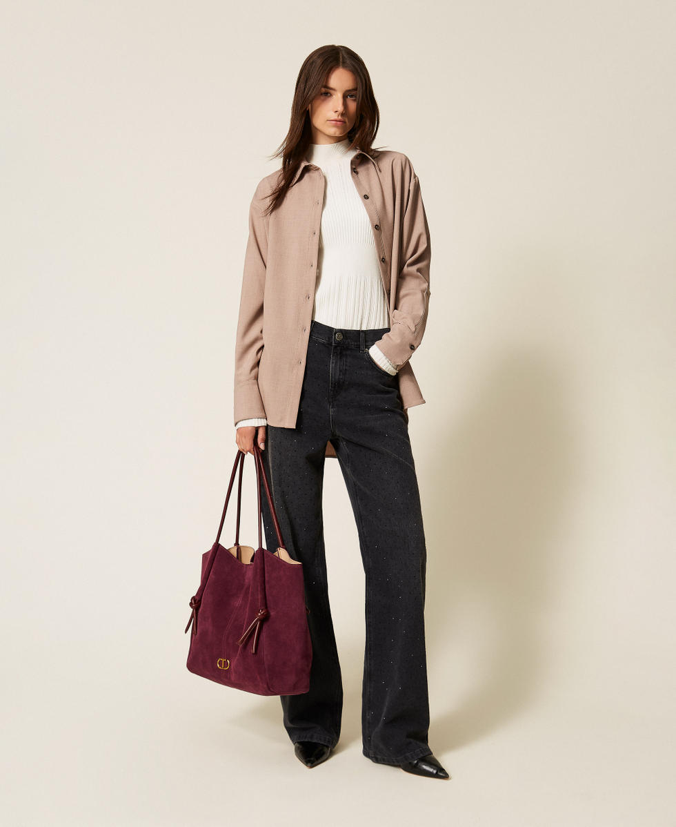 Chemise oversize avec fentes Marron « Tourterelle » Femme 252TF2040_12874_01