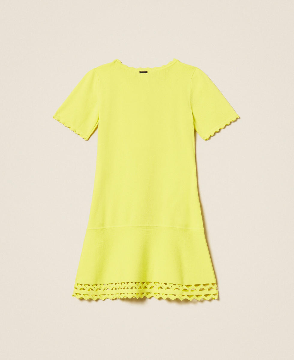 Robe courte pour fille en maille avec festons Jaune &laquo;&thinsp;Limelight&thinsp;&raquo; Fille 261GB3070_06210_S1