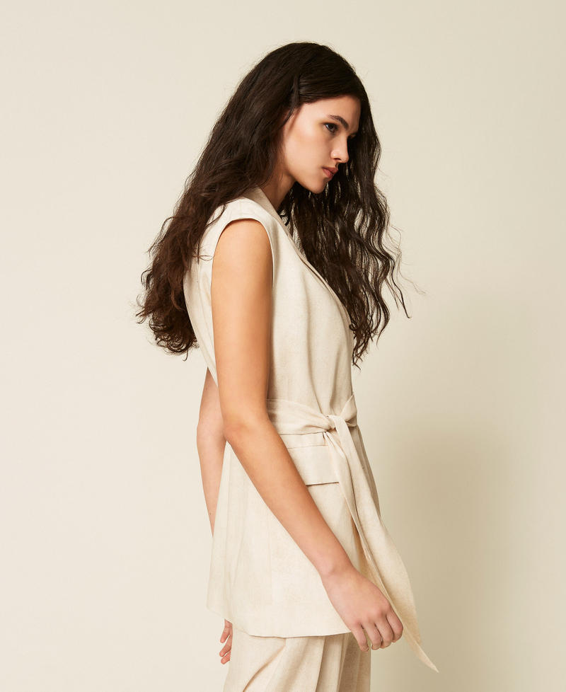 Chaleco con estampado y cintur&oacute;n Burn Wash Printed Beige &laquo;Safari&raquo; Mujer 261AT2130_13461_02