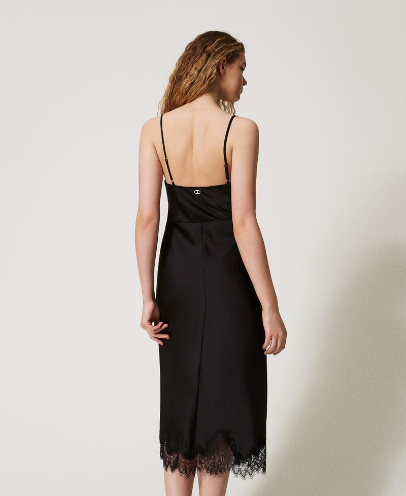 Midikleid aus Satin und Spitze Schwarz Frau 251TQ2012_00006_03