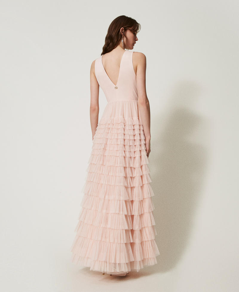 Long pleated tulle dress Fairy Rose Woman 251TQ2043_12294_03