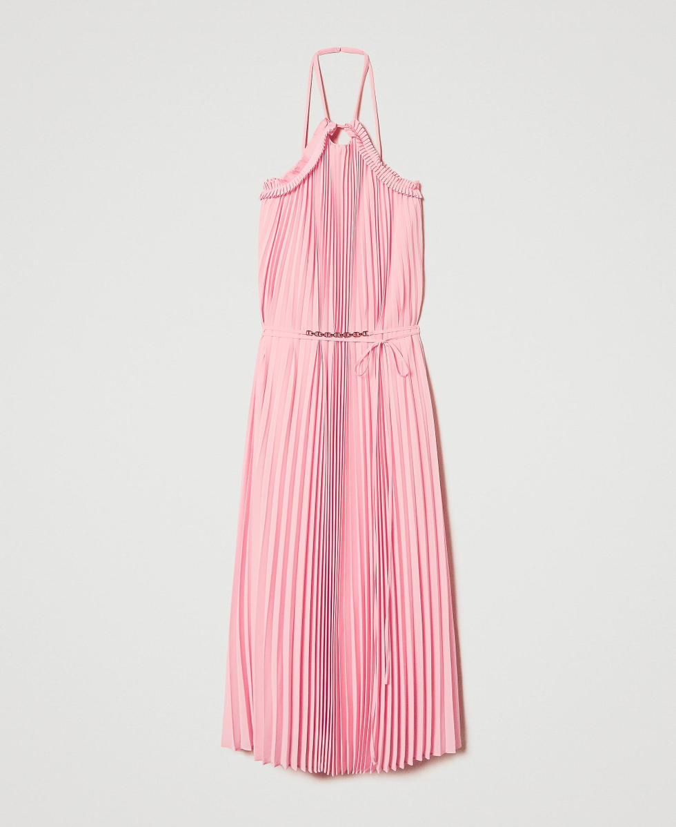 Robe longue en cr&ecirc;pe georgette avec ceinture Peach Femme 251TP2332_12142_S0