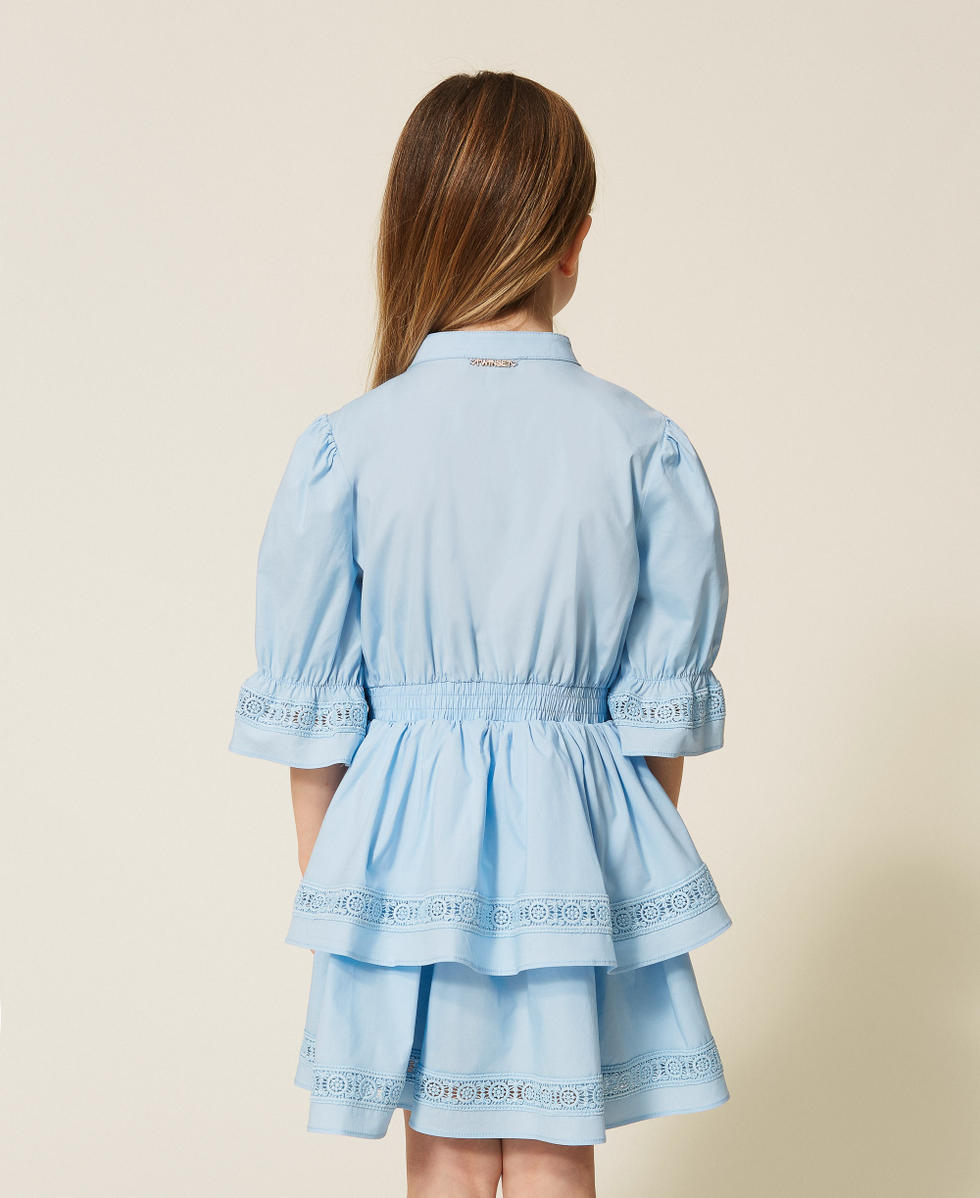 Robe courte pour fille en popeline avec dentelle Skyline Fille 261GB2022_04614_03
