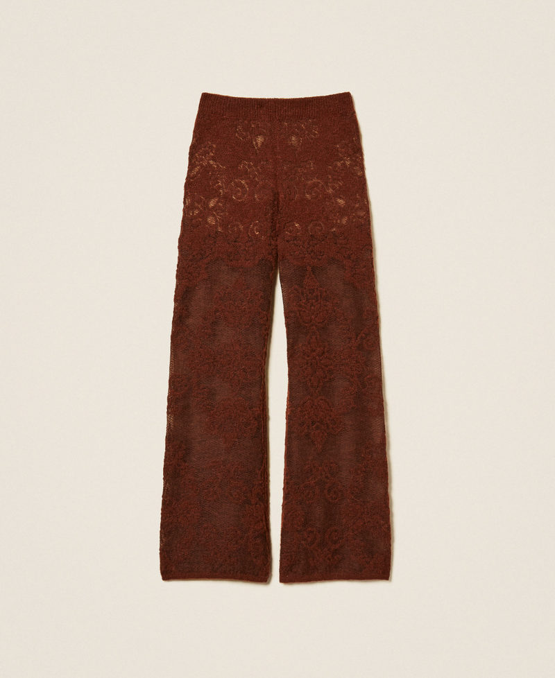 Jacquard alpaca blend knit trousers  "Cherry Wood" Brown Woman 262TP3343_06501_S0