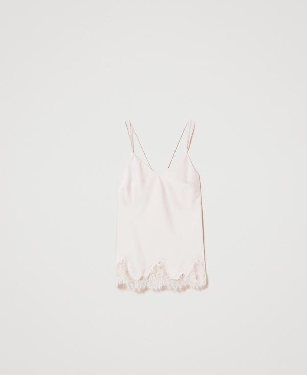 Top largo de raso y encaje