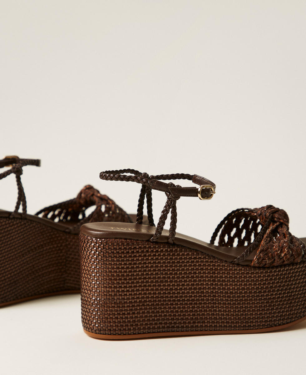 Wedge sandals with knot Coffee Liqueur Woman 261TGT038_12110_03