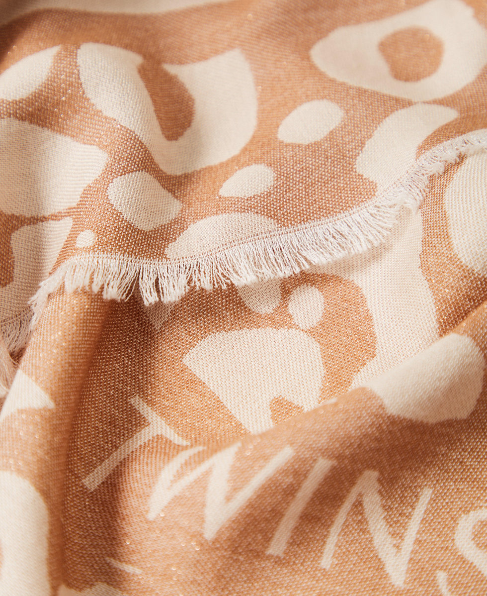 Jacquard animal print stole Land Brown Woman 252TA4320_12605_02