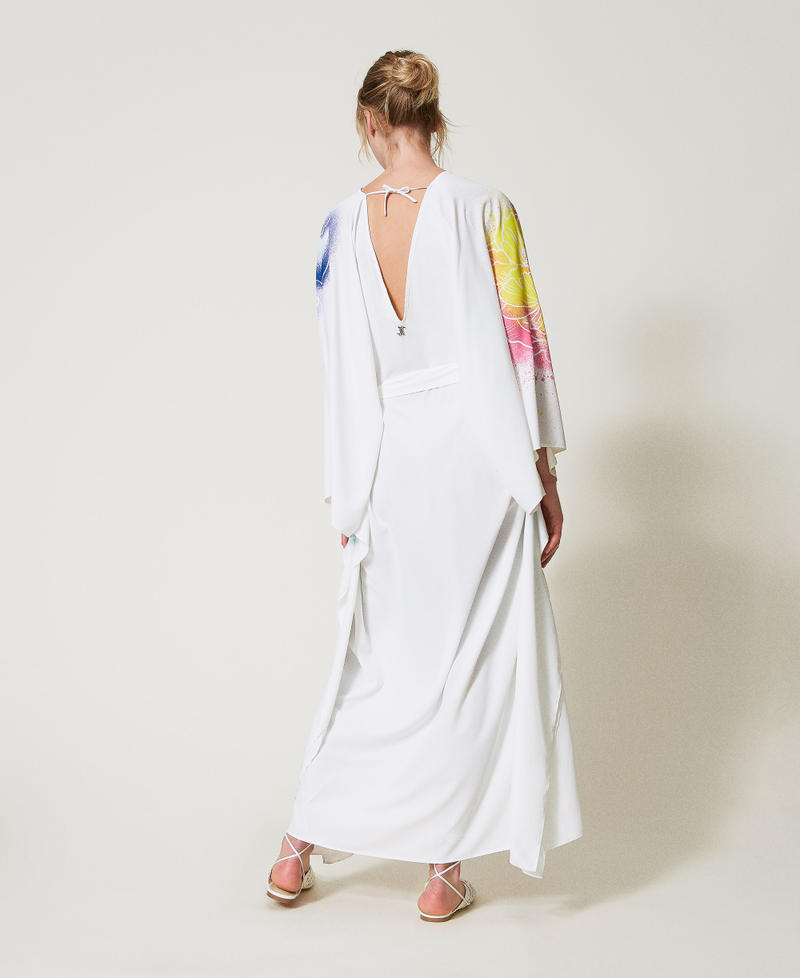 MYFO long kaftan with belt Multicolour Sprayed Flowers Woman 251AQ2133_12519_03