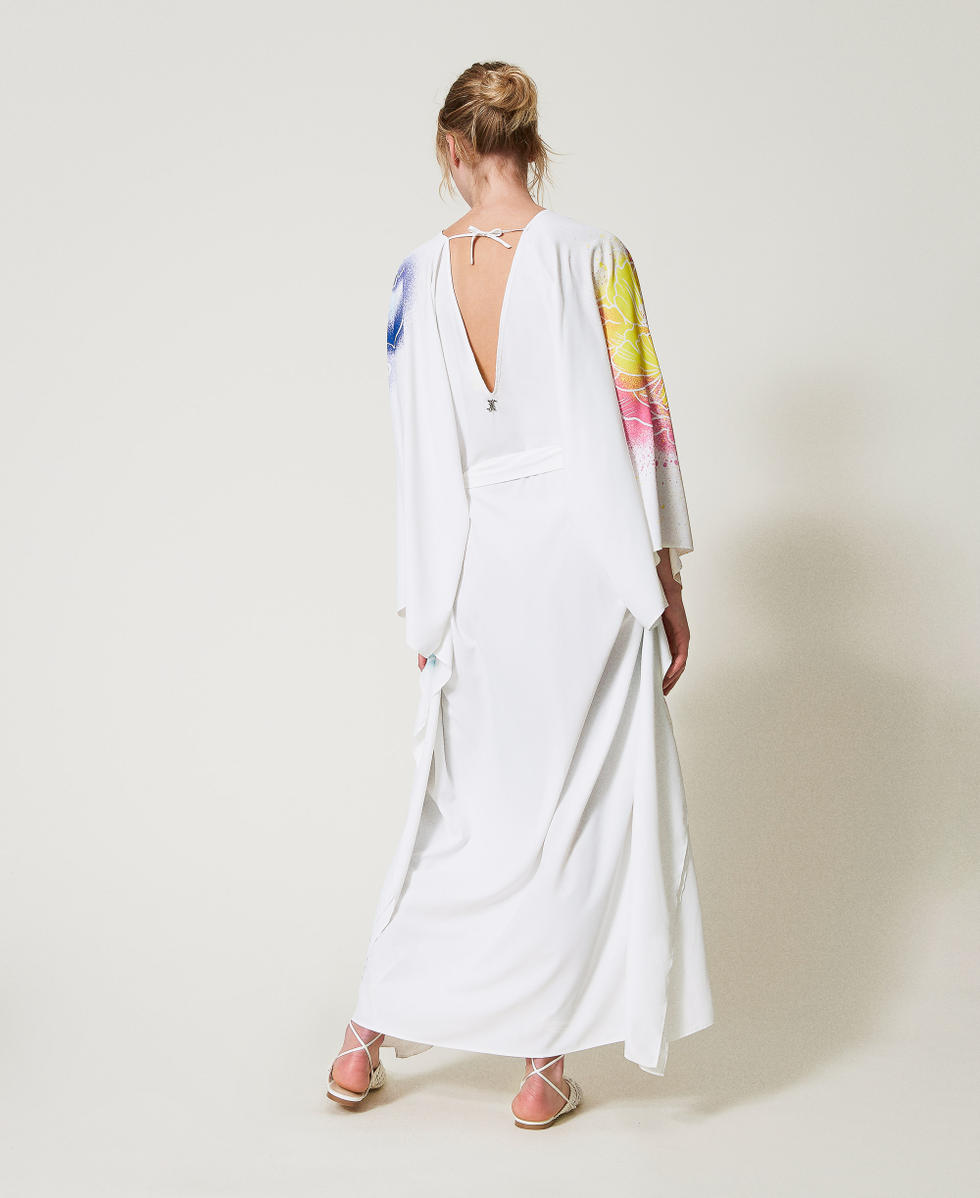 MYFO long kaftan with belt Multicolour Sprayed Flowers Woman 251AQ2133_12519_03