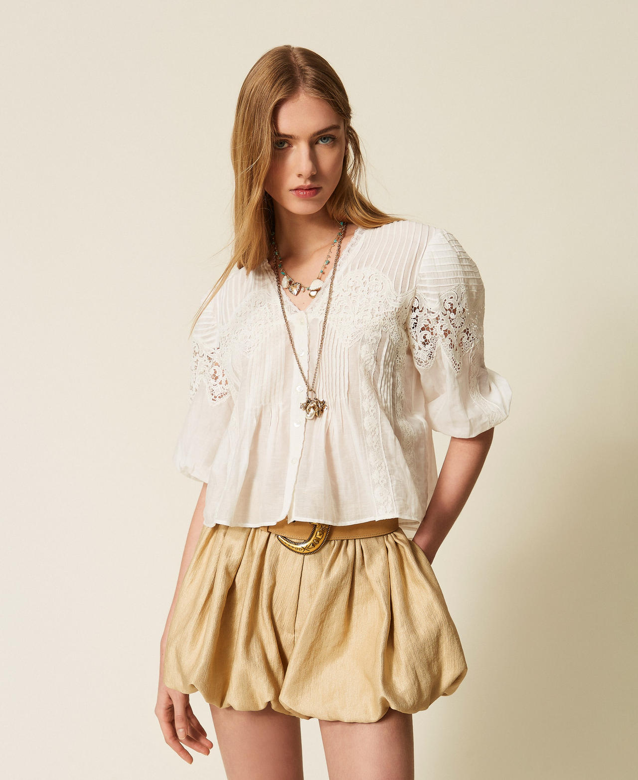 Chemise en mousseline de soie mélangée