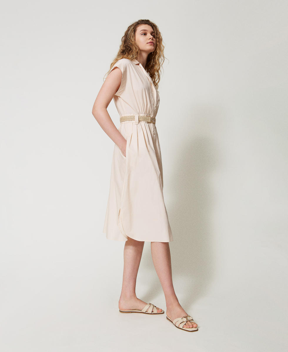 Midikleid aus Popeline mit G&uuml;rtel Pretty Pink Frau 251TT2102_12370_06