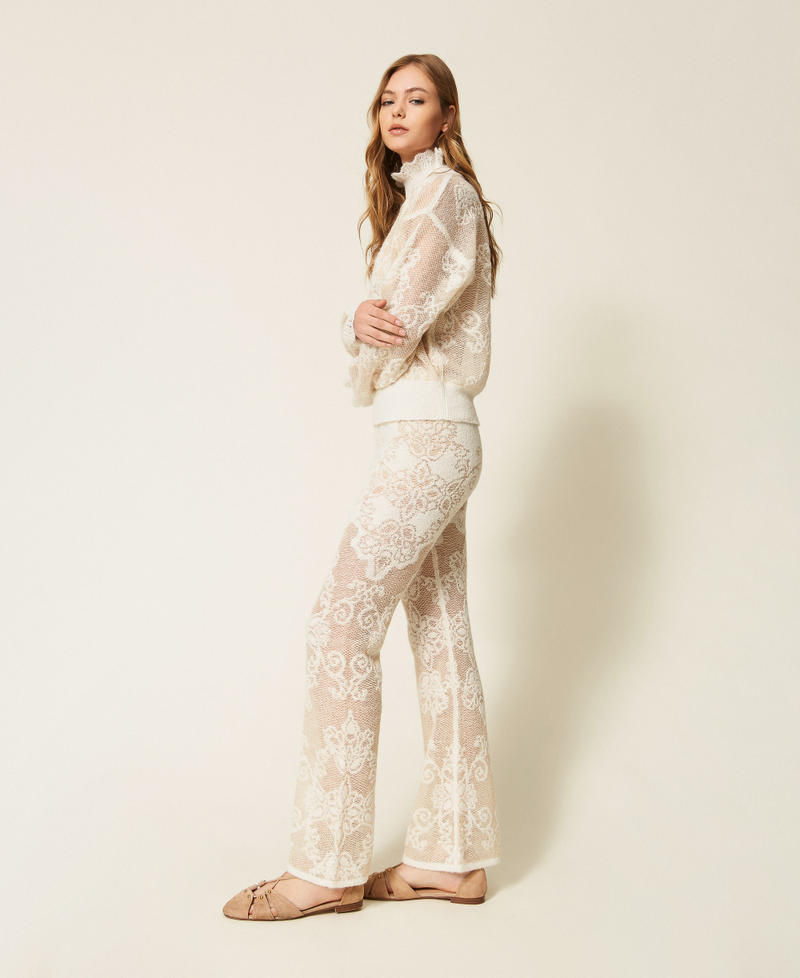 Pantal&oacute;n de punto de alpaca mixta de jacquard  Beige "Parchment" Mujer 262TP3343_07222_02